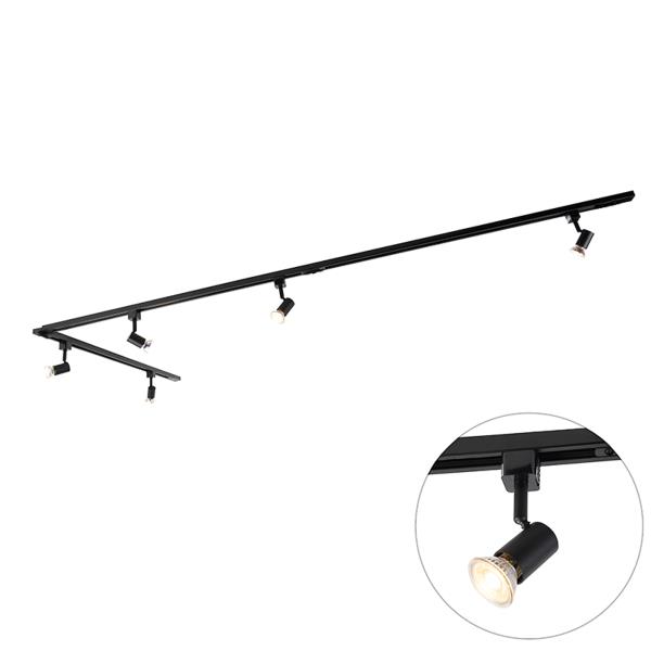 Moderní kolejnicový systém s 5 reflektory 1-fázový černý - Jeany