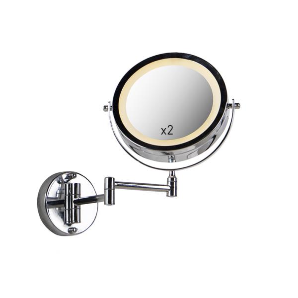 Designové nástěnné zrcadlo chrom s LED s tlumením do tepla, nastavitelné IP44 - Vicino