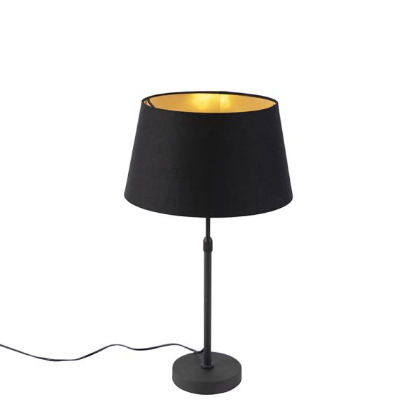 Stolní lampa černá sstínidlem černým se zlatem 35cm - Parte