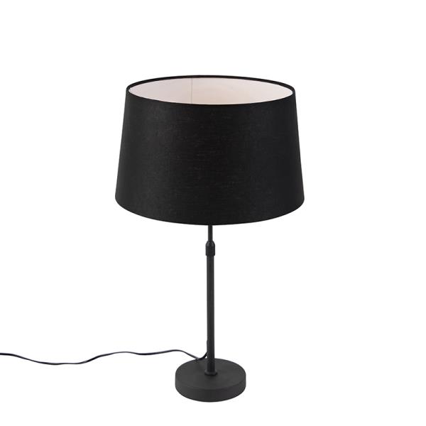 Stolní lampa černá s lněným stínítkem černým 35 cm nastavitelná - Parte