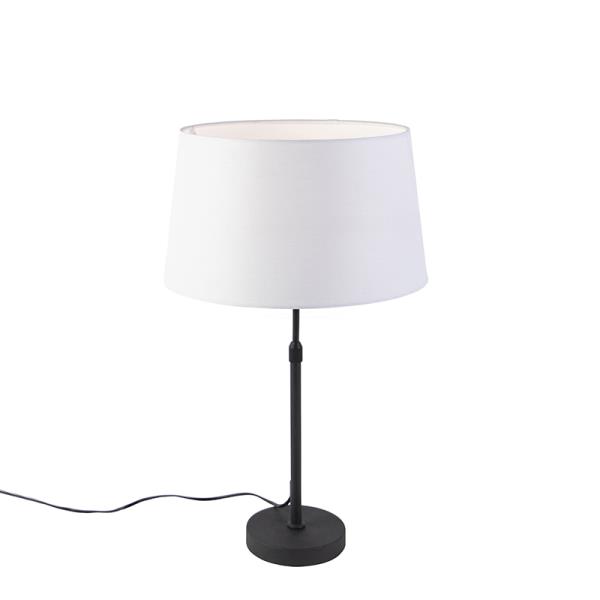 Stolní lampa černá s bílým lněným stínítkem 35 cm nastavitelná - Parte