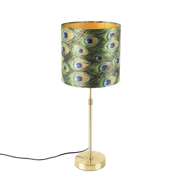 Stolní lampa zlatá/mosazná ssametovým stínítkem Peacock 25 cm - Parte