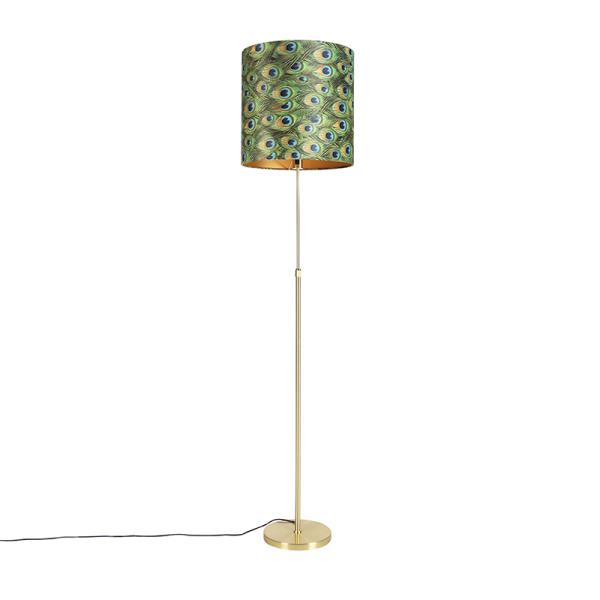 Stojací lampa zlatá/mosazná ssametovým stínítkem Peacock 40/40 cm - Parte