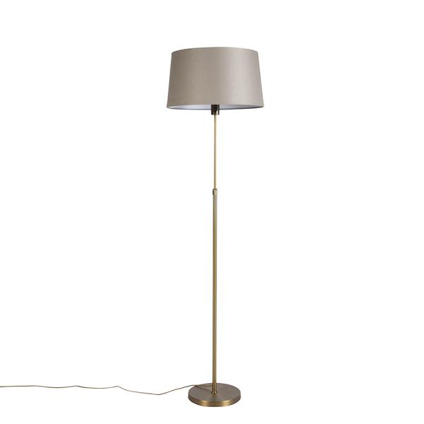 Stojací lampa bronzová s lněným stínítkem taupe 45 cm nastavitelná - Parte