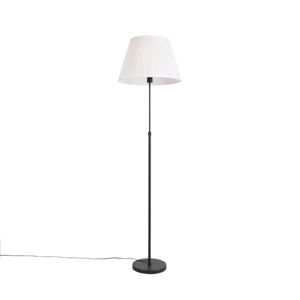 Stojací lampa černá splisovaným stínítkem krémová 45 cm nastavitelná - Parte