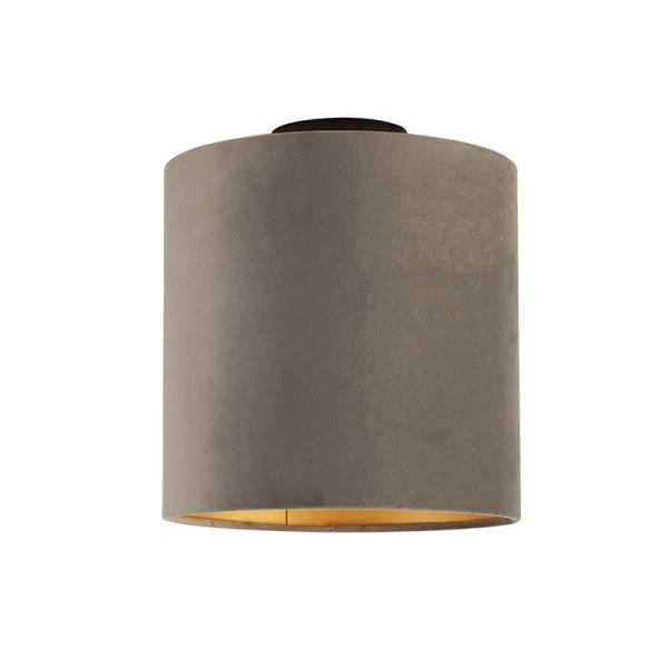 Stropní lampa shnědým sametovým stínidlem se zlatem 25 cm - Combi Black