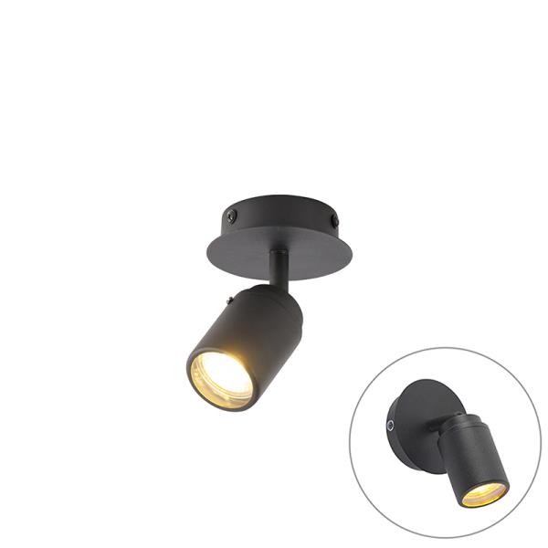 Moderní koupelnové bodové světlo černé IP44 - Ducha