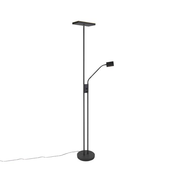 Moderní stojací lampa černá vč. LED a stmívače s lampičkou na čtení - Jazzy