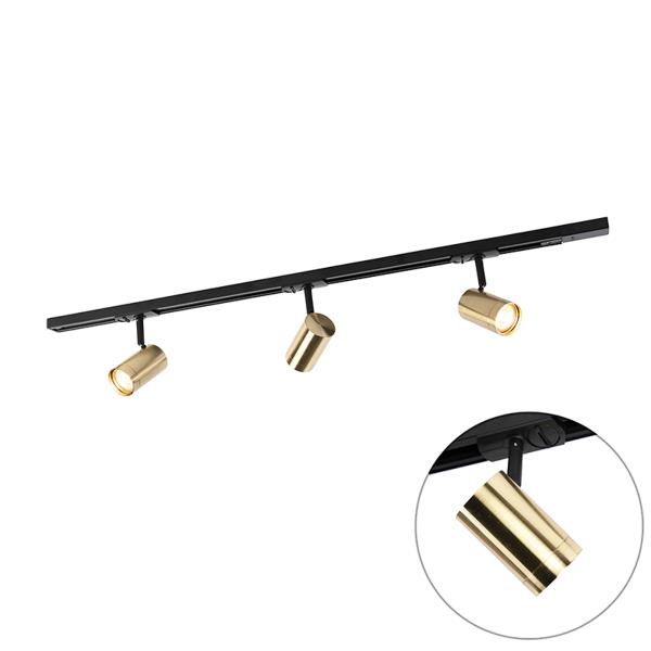 Kolejnicový systém s 3 reflektory 1-fázový černý se zlatem - Jeana