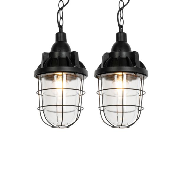 Sada 2 průmyslových závěsných lamp černých - Cabin